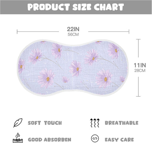 decor gift 4 Pack 22x11in Cotton Muslin Burp Cloth Soft Touch Daisy Flower Pastel Purple Cloths spit up rag for Gender