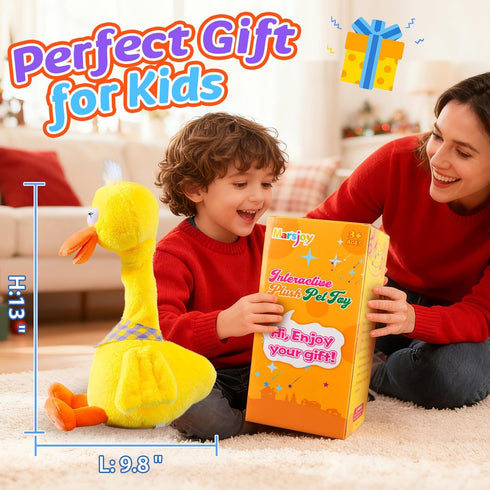 Marsjoy 13" Talking Dancing Duck, Repeating What You Say Mimicking Recording Plush Baby Toy Musical English Song