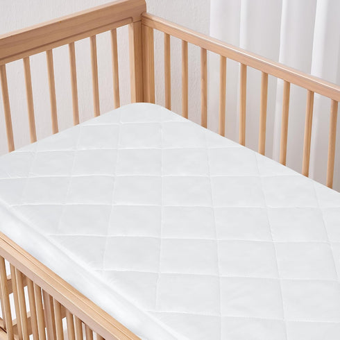 2 Pack 38" 24" Mini Crib Mattress Protector Sheets Fitted Waterproof Mini Crib Mattress Protector Pad Cover White