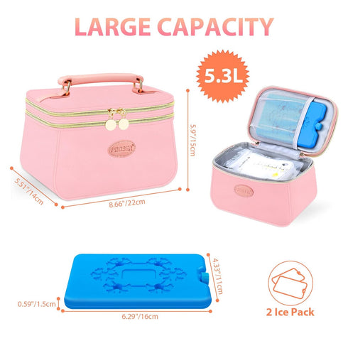 2 Pack, 6 8Oz, PIIOSER Breast Milk Cooler Travel Bag with Ice Fits Breastmilk Storage Bags Up to Insulated Small Baby