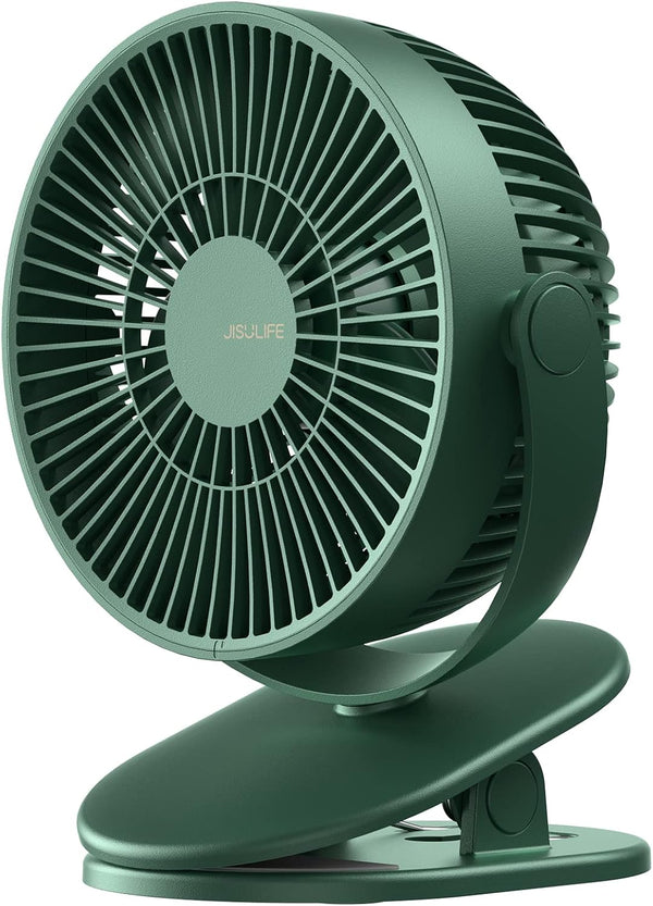 JISULIFE Clip on Baby Stroller Fan, 4000mAh Battery Operated, Portable Personal Small,