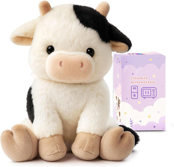 Easfan Microwavable & Weighted Stuffed Animals Cow Heating Plushie for Warmth-Comfort Cute