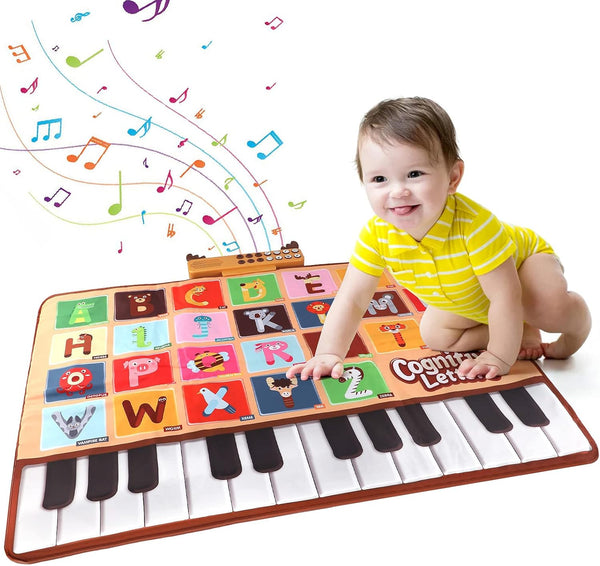 Bluejay Baby Piano Mat, Musical Keyboard Learning Toys with 26 Letters, Electronic