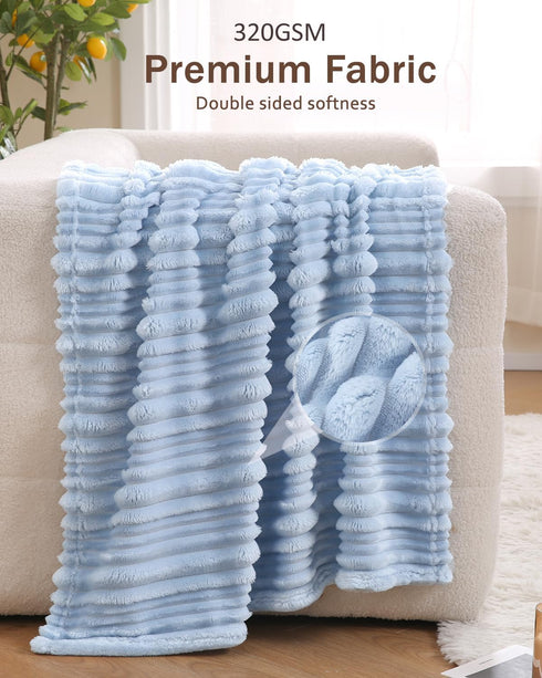 30 40 Inches 320GSM HOMRITAR Baby Blanket for Boys Girls Ultra Soft Warm Fleece Fluffy Blue Blanket for Toddler