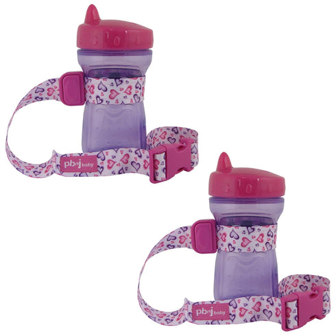 SippyPal Sippy Cup Holder Strap, Leash Tether, 2-Pack (Hearts)