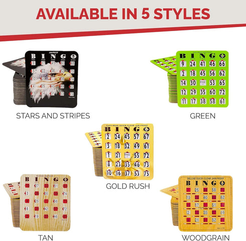MR CHIPS Jam-Proof Fingertip Slide Bingo Cards with Sliding Windows - 25 Pack in Tan Style