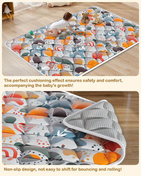74x50 Jaobeem Baby Play Mats for Floor, Foldable Playpen Mat Grey, Thicken Cushioning Padding Playmate for Baby