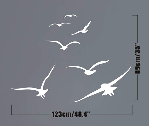 Flying Birds Wall Decals, Vinyl Stickers for Kids Room, Nursery, Office, Bedroom, Living Room - Modern Decor Y20 (White)