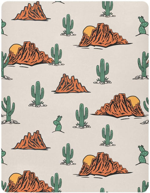 KICPOAY 52 28 Cactus Cowboy Boho Fitted Crib Sheets Stretchy Portable Playard Sheets for Baby Toddler, Breathable Soft