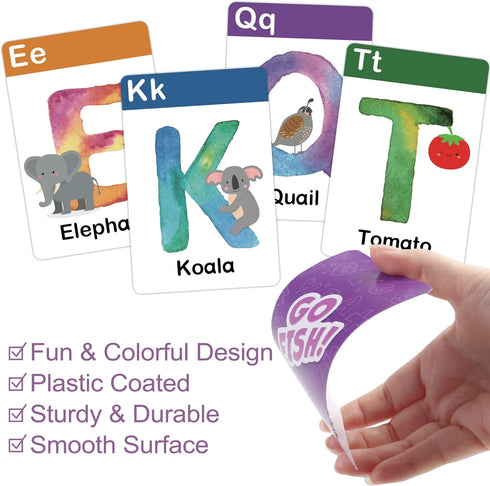 Kids,104 2-8 3 BenBen Alphabet Go Fish Card Game for Cards, Oversized ABC Learning Playing Cards, Memory Matching