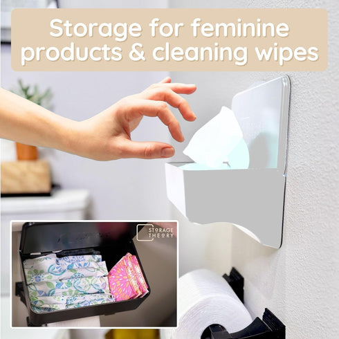 1 Pack Storage Theory Bathroom Wipes Holder Dispenser with Shelf Restroom Organizer & Wipe Holder for Bathroom Tool