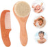 Set 2pcs Baby Hair Brush and Comb for Newborns Wool Brush and Wooden Comb Infant Bath Scrubber for Gentle Grooming