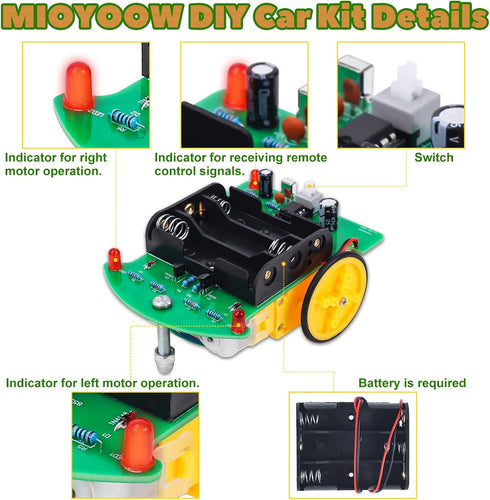 MiOYOOW Soldering Practice Kit, DIY Remote Control Car Kit for Beginners, STEM Education Electronic Soldering Projects