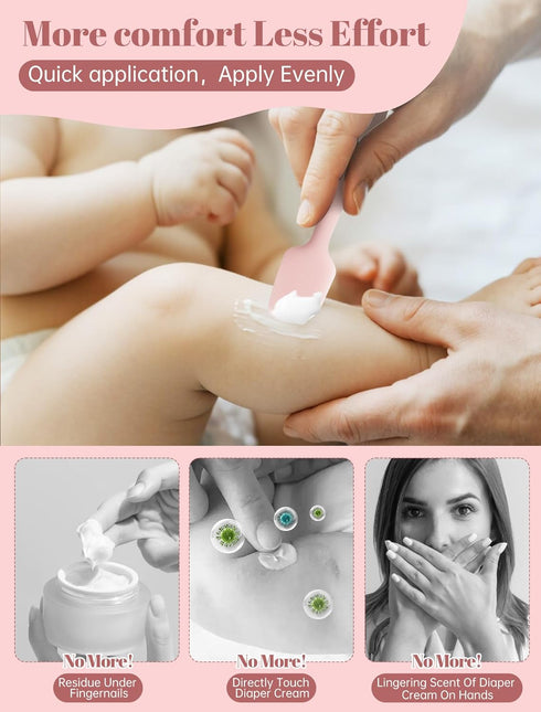 2 Pack Diaper Cream Spatula, Butt Spatula Baby, Full-Size + Mini Silicone Diaper Cream Applicator for Babies, Newborn