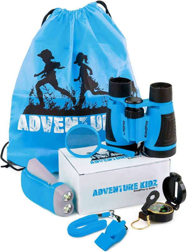 Adventure Kidz Outdoor Exploration Kit - Children’s Toy Binoculars, Torch, Compass, Whistle, Magnifying Glass, Backpack