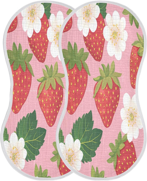 Zhirexin 4Pack JUZIHAI Strawberry Baby Burp Cloths Soft Cotton Burp Rags,Super Absorbent Burp Cloth Bag for Newborn