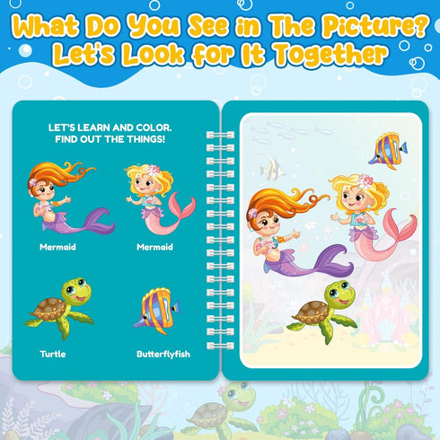 ZMLM 24 Pack 3-8 Water Coloring Books for Toddlers, Reusable Paint with Water Books with Pen, Mess Free Magic Doodle