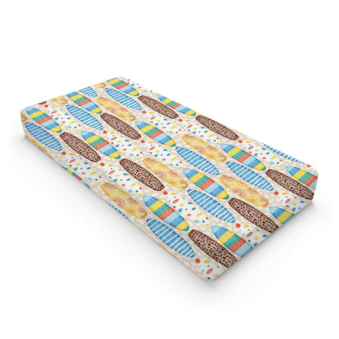 Boho Surfboard Baby Changing Pad Cover, 32''x16'' Beach Surfing Unisex Fitted Diaper Changing Table Sheets