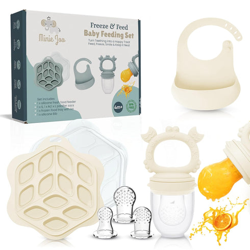 Baby Fruit Feeder & Teether Set 3-in-1 Food Pacifier, Breastmilk Popsicle Tray