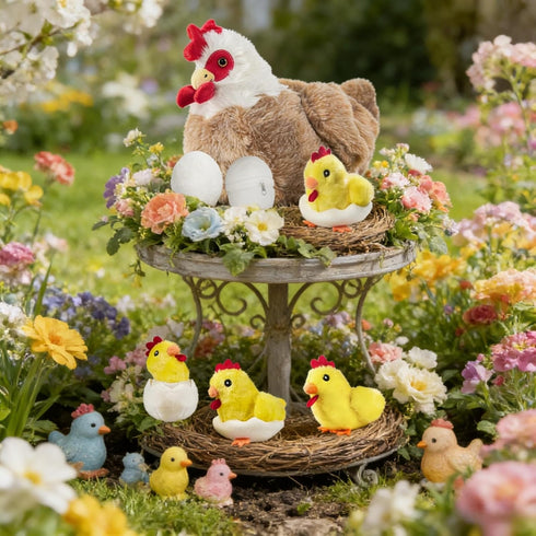 9 1 Set, in Chicken Stuffed Animal Stuffed Chicken Plush Toy Egg Laying Hen with Zipper and Baby Chicks Plush Chickens