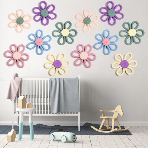Ripeng 6 6 Inch Pcs Boho Nursery Decor Flower Daisy Wall Art Woven Macrame Wall Hanging Bohemian Flower Decor Daisy