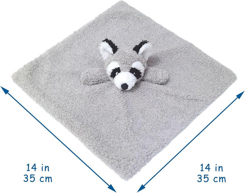 Baby Gray Raccoon Soft Stuffed Animal Security Blanket, Plush Raccoon Character Lovey Blanket, Baby Shower/Nursery Gift, Cuddly Newborn, Infant, Toddler Snuggle Blankie for Boys Girls, 14" by Doindute