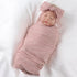 OMUKY Newborn Receiving Blanket Bow Headband and Beanie Set Baby Swaddle Receiving Blankets Baby Boy Girls Nursery Swaddle Wrap(Pink)