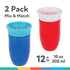 Nuby Wonder Cup with 360 Smart Edge Silicone Rim, 10 oz, Red/Blue, 2-Pack