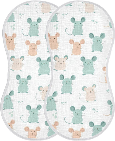 tplaotee 22x11in Boho Simple Style Mouse Cute Cotton burping Cloths for Babies Soft Touch Baby wash Cloth for Babies