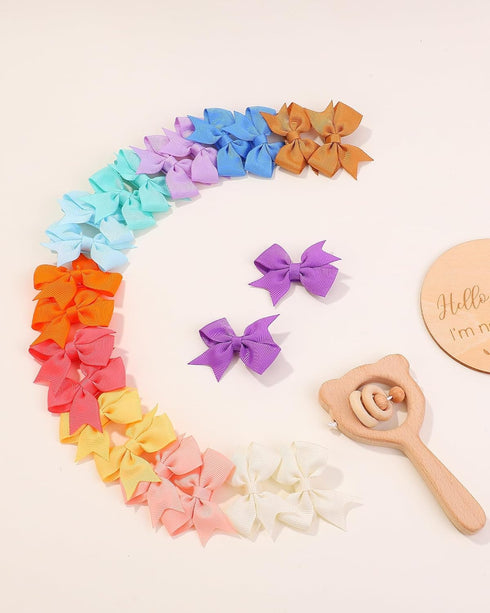 doboi 80PCS Baby Girls Fully Lined Grosgrain Mini Hair Bows Clips, Set of 40 Pairs