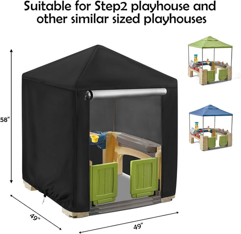 Outdoor Playhouse Cover for Step2 Playhouse - Waterproof Dustproof Cover for Kids Outside (Black, 49"Lx49"Wx58"H)