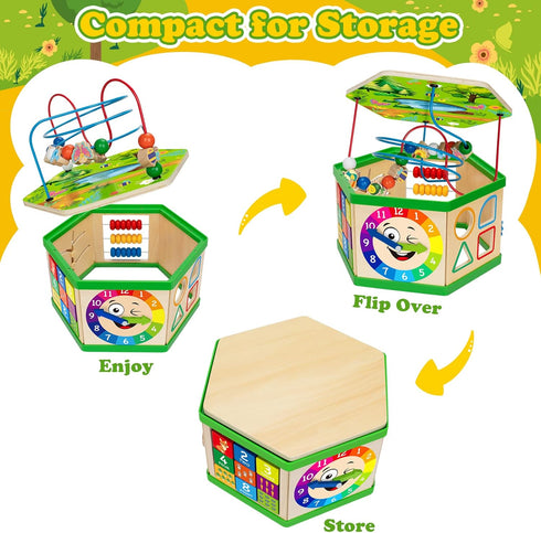 1 12-18 7-in-1 1-2, 1st Wooden Activity Cube for Year old, Month Boys & Girls, STEM Montessori Early Developmental