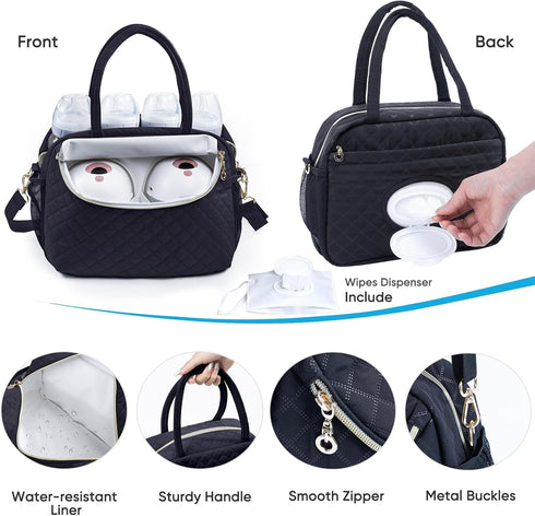2pcs Pack 6 9 Breastmilk Cooler Travel Bag with Wipes Dispensers and Ice - Baby Bottle Cooler for Bottles Up to Ounce