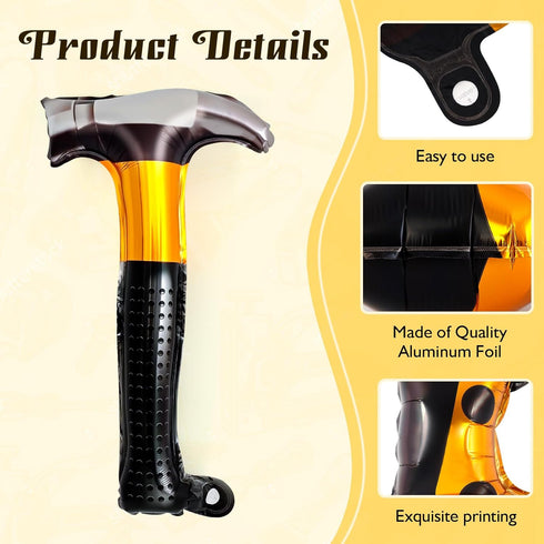 12 Pcs 18 Inch Hammer Drill Balloons Set, Construction Party Decorations for Father's Day Birthday