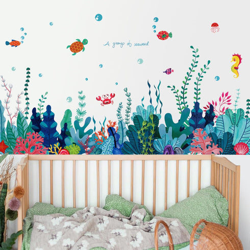 Amaonm Creative Cartoon Removable 3D Under The Sea World Wall Stickers for Nursery Room