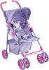 Baby Doll Stroller for Toddlers 1-3, Pink & Purple Folding Baby Toy Stroller for Dolls, Pillow Animal Toy