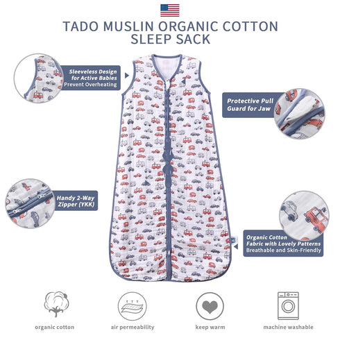 2-4 100% 0.5 2Way 4 2T 3T 4T TADO MUSLIN Baby Sleep Sack T Baby Wearable Blanket Organic Cotton TOG Toddler Sleep Sacks