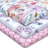 AMROSE 3 Pack Pack Set Soft Mini Crib Sheets, Microfiber N Play Sheets for Baby Girls, Silk Touch Gentle, Fitted
