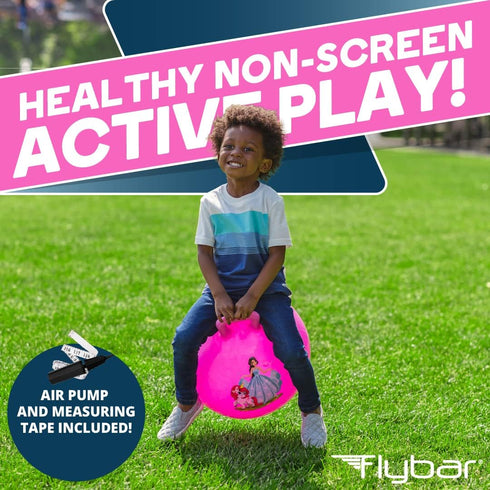 Flybar Hopper Ball for Kids - Bouncy Ball with Handle, Durable Bouncy Balls, Indoor and Outdoor Toy, Pump Included,