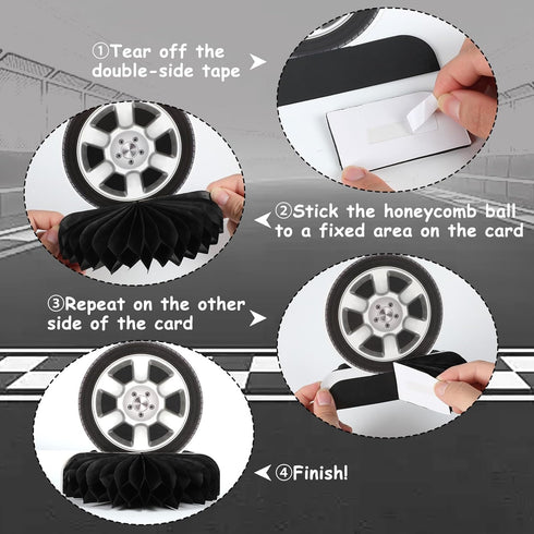 12 Pcs Race Car Centerpieces for Tables, Hot Wheel Decorations for Car Themed Birthday Party Decor