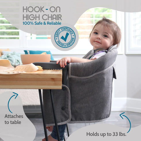 Hook On High Chair for Baby - Baby High Chair that Attaches to Table - Clip On High Chair to Table - Portable High