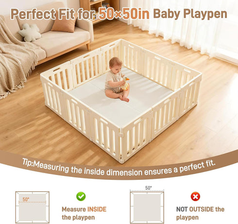 1.4" 50x50 Tummy Baby Play Mat for Floor Thick Memory Foam Playpen Mat for Toddlers Infant Kids with Non-Slip Backing