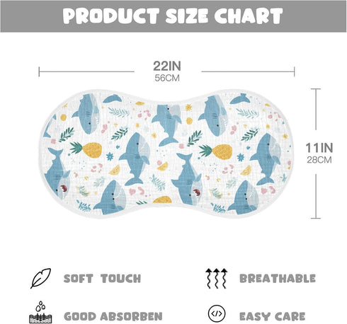 decor gift Summer 4 Pack 22x11in Cotton Burp Cloths Baby Breathable Cute Cartoon Tropical Shark Baby spit up Rags