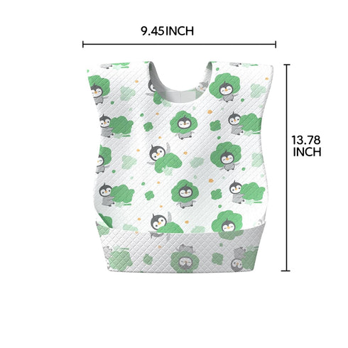 24 Pack 13.78x 9.45 (24pcs Disposable Feeding Bibs, Individual for Baby & Kids -Adjustable Adhesive Tabs, Toddler Bibs