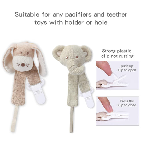 Pacifier Clip - 2 Pack Baby Holder for Boys and Girls, Fits Many Pacifiers & Teething Toys, Ideal Baby Gift