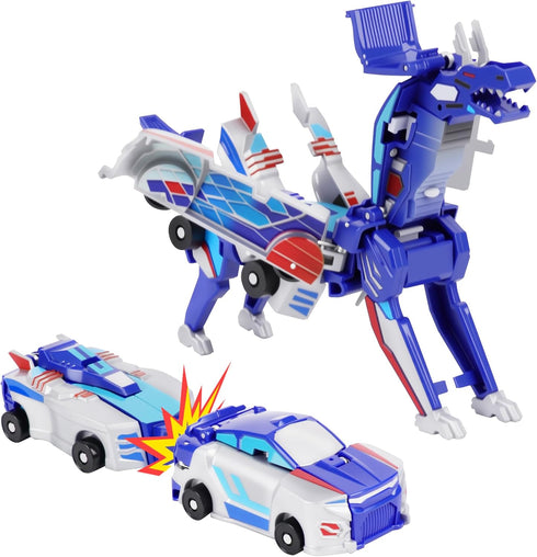 dahom Collision Transforming Dinosaur Car Toy,2 Magnetic Cars Transform into Dinosaur Toys for