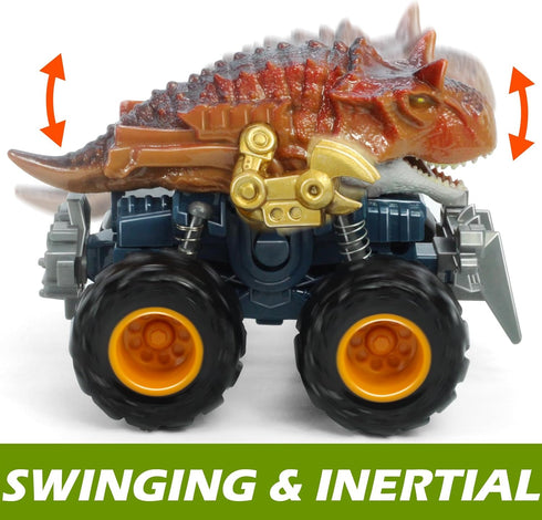 Oriate Friction Powered Dinosaur ATV Toy Cars for Children, Swing Carnotaurus Monster Truck with Robotic Arm, 209-R4