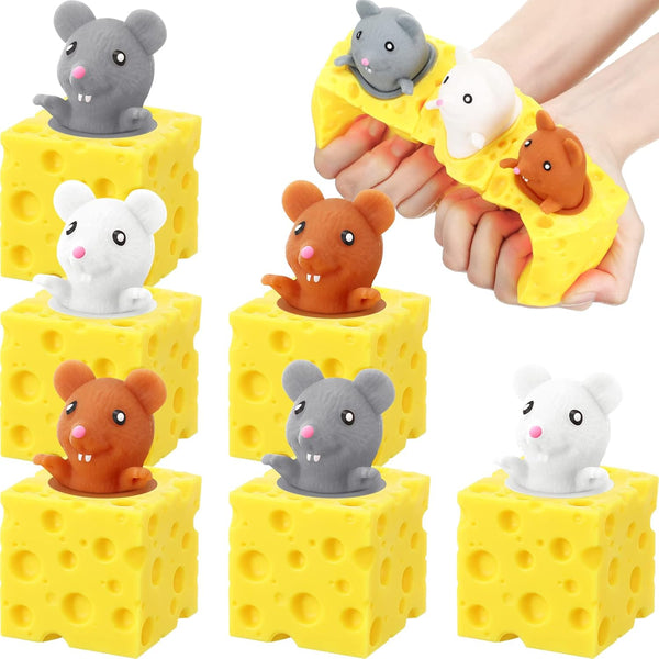 6 Pack Cheese Toy Stress Cheese Rat Toy, Sensory Anxiety Relief Office Toy Ball Fidget Toys for Birthday Stress Relief
