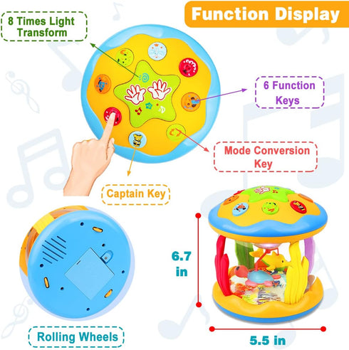 Baby Toys 6 to 12 Months - Musical Learning Infant Toys 12-18 Months - Babies Ocean Rotating Light Up Toys for Toddlers 1 2 3+ Years Old Boys Girls Baby Gifts