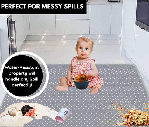 51" 46" Splat Mat for Under High Chair - Splash Mat | Large x Size | Washable & Water Resistant | Avoid Messes |